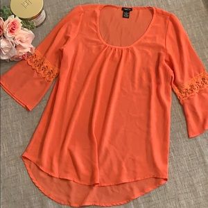Coral Bellbottom Sleeve Blouse